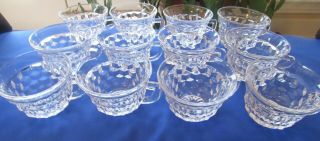 12 Vintage Clear Fostoria American Glass Punch Tea Cups Flared Rim " C " Handle