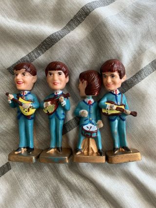 The Beatles Vintage Cake Topper Decorations Set Of 4 Bobbleheads Nodders