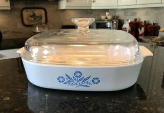 Vintage Corning Ware A - 10 - B Blue Cornflower 10” Casserole Dish With Dome Lid