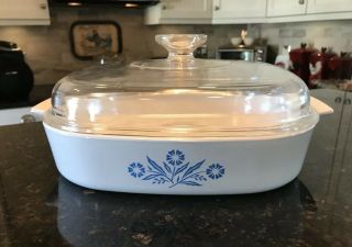 Vintage Corning Ware A - 10 - B Blue Cornflower 10” Casserole Dish With Dome Lid 2