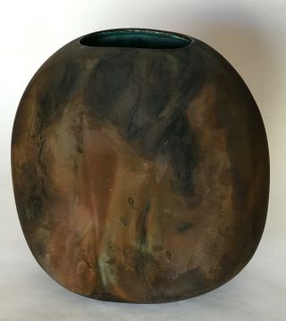 Large Signed Tony Evans Raku 769 Studio Art Pottery Vase Vessel