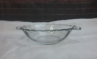 Fostoria Century Handled Serving Bowl 8 " Crystal Clear Glass With Wave Edge