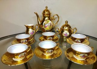 Vintage 17 Piece Gilded Rw Bavaria Chocolate Service/tea Set