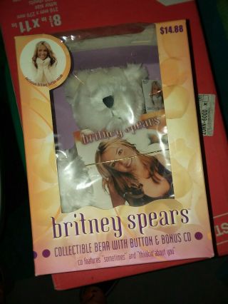 Britney Spears Official Teddy Bear Cd Button Pin Bonus 2000 Oops Collectible