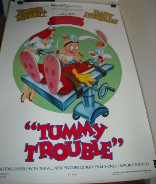 Rolled 1989 Tummy Trouble 1 Sheet Double Sided Movie Poster Roger Rabbit Cartoon