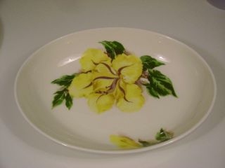 VTG SANTA ANITA WARE CUP OF GOLD FLOWERS OF HAWAII OVAL SERVING BOWL 10 6/8 