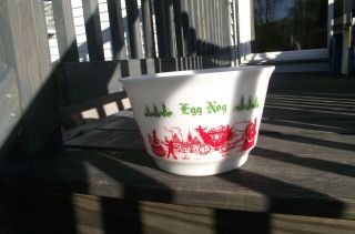Hazel Atlas Milk Glass Christmas Eggnog Punch Bowl