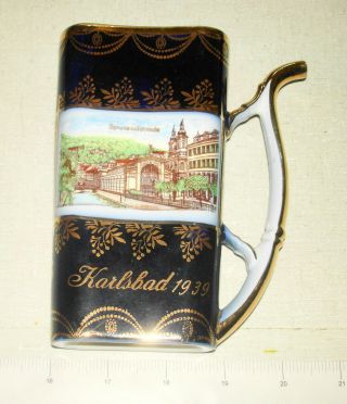Vintage 1939 Porcelain Straw Sip Spa Cup – Karlsbad Karlovy Vary Czech Rep Nr