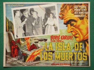 Isle Of The Dead Horror Boris Karloff La Isla De Los Muertos Mexican Lobby Card