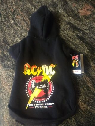 Ac/dc Pet Dog Coat Hoodie For Those About To Rock Fabdog Medium Large