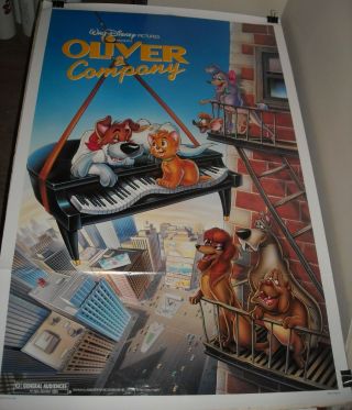 Rolled 1988 Disney Oliver And Company 1 Sheet Movie Poster Animated Art