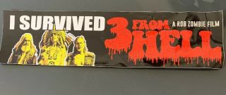3 From Hell Bumper Sticker Limited Rob Zombie
