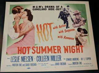 Hot Summer Night 1956 Mgm Title Lobby Card Leslie Nielsen Very Fine