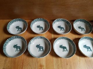 10 Tienshan Folk Craft North Country Moose Green Sponge Soup Cereal Bowls 6 1/2 