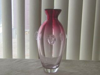 Rare Vintage Murano Chalet Art Glass Vase 3 Face Prunts Ex