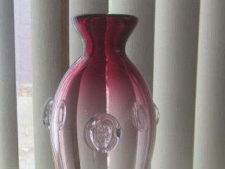 Rare Vintage Murano Chalet Art Glass Vase 3 FACE PRUNTS EX 2
