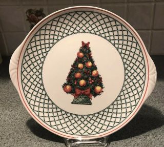 Rare Villeroy & Boch Christmas Tree Round Handled Cake Plate 12” - Perfect