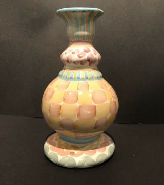 Vtg Mackenzie Childs Art Pottery Aurora Vase,  Candle Holder,  Soap Dispenser Euc