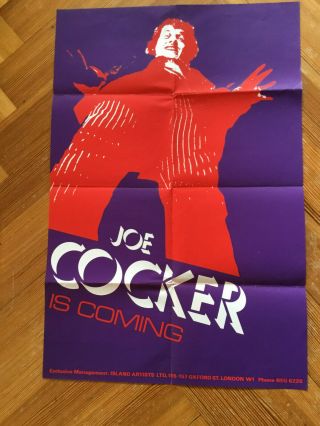Joe Cocker Rare Early Promo Poster Ca.  1968 Uk Joe Cocker Is Coming