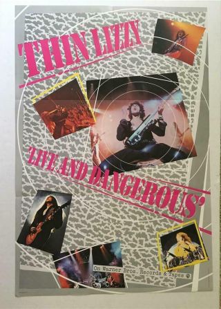 Thin Lizzy Live And Dangerous Wb 1978 Promo Poster 34 1/2 " X 23 1/2 " Nm