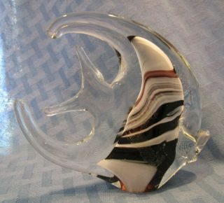 Murano Italian Glass Art Fish Sculpture,  burgundy and white 2