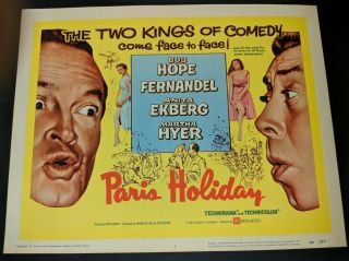 Bob Hope & Fernandel In Paris Holiday 1958 Title Lobby Card Anita Ekberg Vf