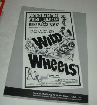 Wild Wheels Movie Advertising Press Book Casey Kasem Dovie Beams Bikers Teens