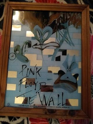 Vintage 1982 Pink Floyd The Wall Lp Art 10x13 Carnival Mirror Glass Wall Hanging