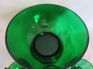 Vintage Anchor Hocking Glass Punch Bowl Set w 25 cups Forest Green c 1957 - 1965 2