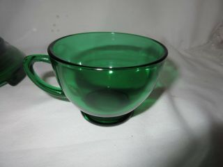Vintage Anchor Hocking Glass Punch Bowl Set w 25 cups Forest Green c 1957 - 1965 5