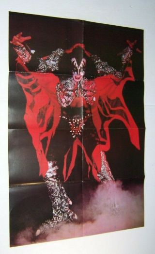 Vintage Kiss Gene Simmons Dynasty Superhero 2 Sided Fold Out Poster 31 1/4 " X 21