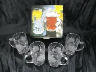 Nib Home Rose Pearls Mug Set Of 4 Wy301/415 5 " Tall Crystal Beer Glass