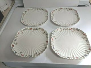 Copeland Spode Wicker Dale Square Luncheon Plate 8 5/8 " - Set Of 4 Plates