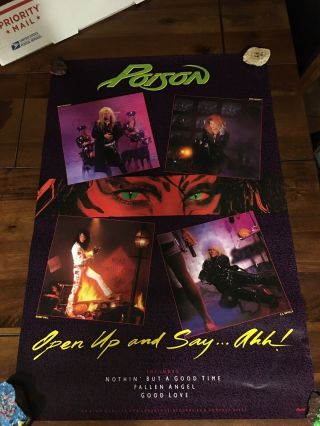 Poison Open Up And Say Ahh Vintage Band Poster 1980s Glam Rock