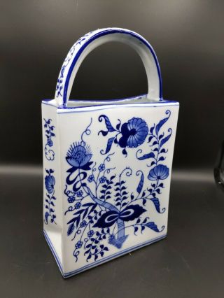Seymour Mann Blue Onion Large Bag/purse Vase 11 1/2 " Very Rare