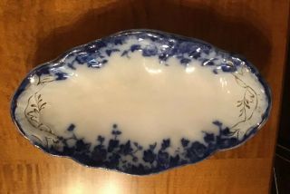 Antique Burgess & Leigh Flow Blue Vermont Rare Very Small Platter 8 1/4” X 5”