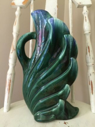 SWAN Vintage Moderamics Ceramic Art Pottery Vase Planter Floral Green Blue 2155 4