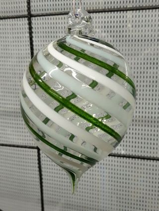 Hand Blown Glass Round Ornament Made By Tazza Glass In Ohio