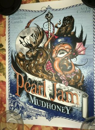 Pearl Jam Concert Poster Winnipeg Manitoba Canada Nm 2011 Simkins Mudhoney Mts