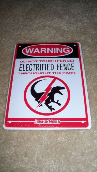 Loot Crate Exclusive Jurassic Park Electrified Fence Metal Sign -