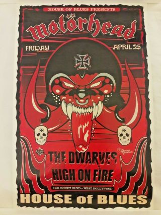 Motorhead - Rare 2003 Show Poster W/ High On Fire Dwarves Ozzy Metallica Slayer