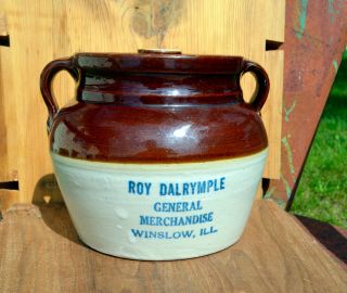 Red Wing Stoneware Bean Pot Winslow Illinois Antique Vintage Stephenson County
