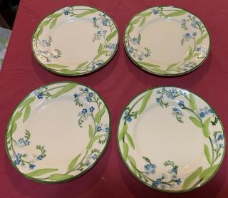4 Franciscan Forget Me Not Blue Flower Usa Dinner Plates Approx.  10 1/2 "