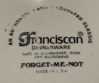 4 FRANCISCAN FORGET ME NOT BLUE FLOWER USA DINNER PLATES APPROX.  10 1/2 
