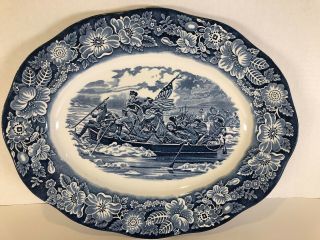 Liberty Blue By Staffordshire Large Serving Platter George Washington,  14”x11 "