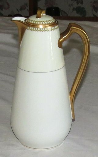 Haviland Limoges Vintage 10 " Coffee Chocolate Tea Pot - White With Gold Trim