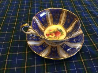 Gold & Blue Fruit Paragon Cup & Saucer