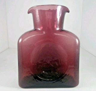 Vtg Blenko Purple Glass Double Spouted Water Pitcher Bottle Decanter 8 " Amethyst