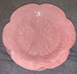 4 Bordallo Pinheiro Pink Cabbage 9 1/4 " Luncheon Plates - Made In Portugal