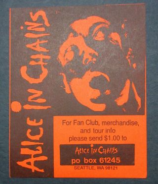 Alice In Chains Facelift 1990 Fan Club Punk Flyer Staley Cantrell Seattle Grunge